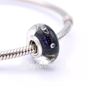 Authentic PANDORA Retired Midnight Blue Effervescence Glass Charm
